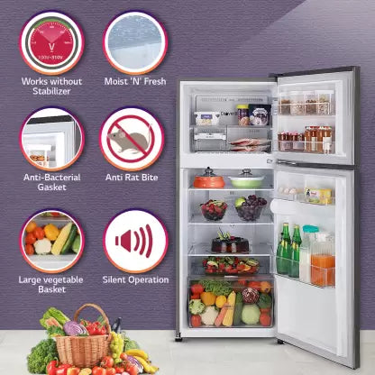 LG 260 L Frost Free Double Door Top Mount 3 Star Convertible Refrigerator with Smart Inverter (Dazzle Steel, GL-S292RDSX) LG 260 L Frost Free Double Door Top Mount 3 Star Convertible Refrigerator with Smart Inverter (Dazzle Steel, GL-S292RDSX)